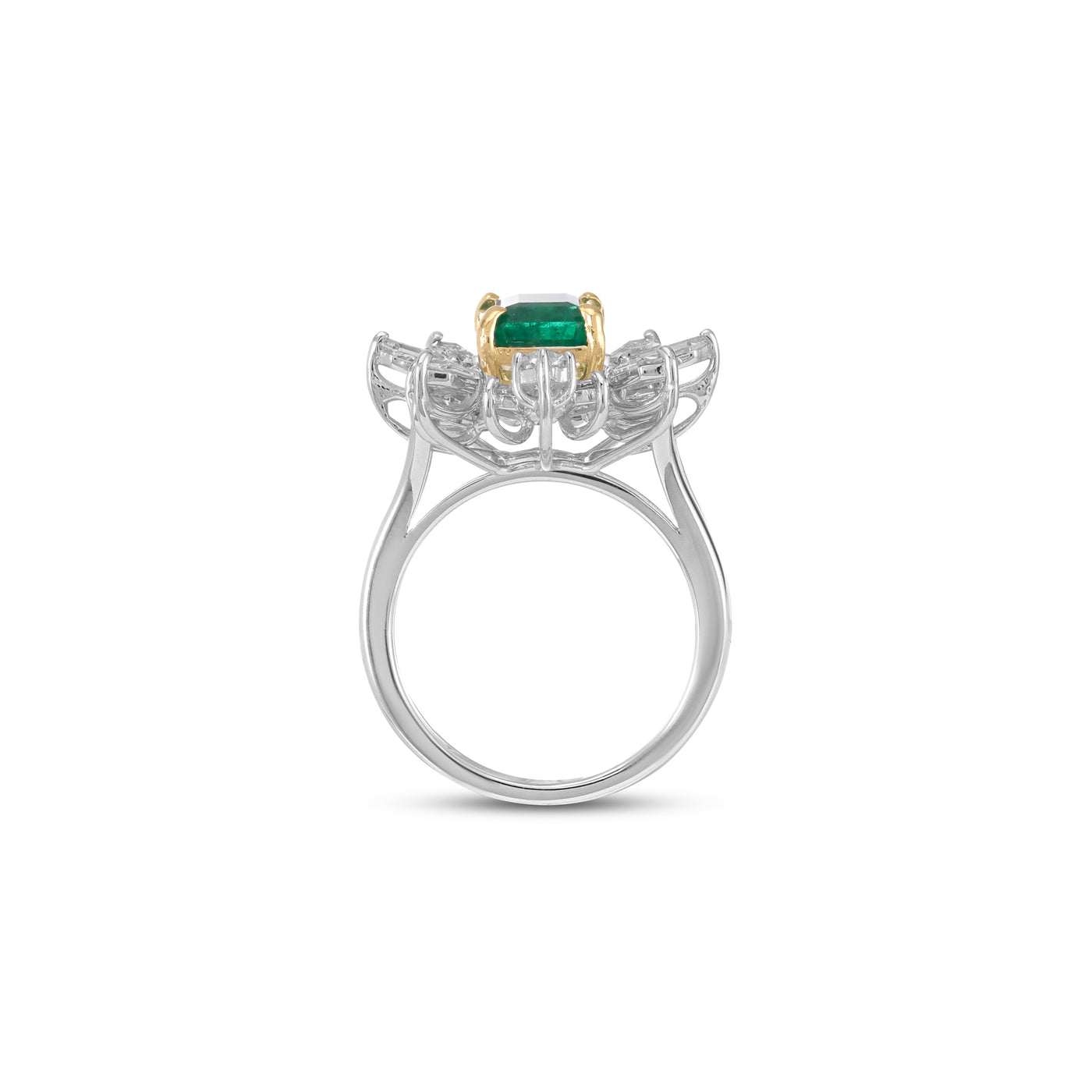 White Gold Diamond Emerald Ring
