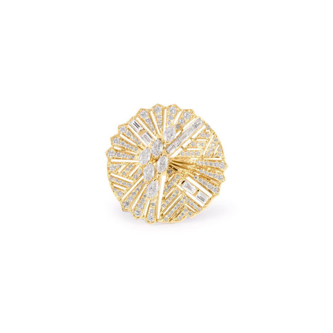 VISTA Yellow Gold Embossed Diamond Ring