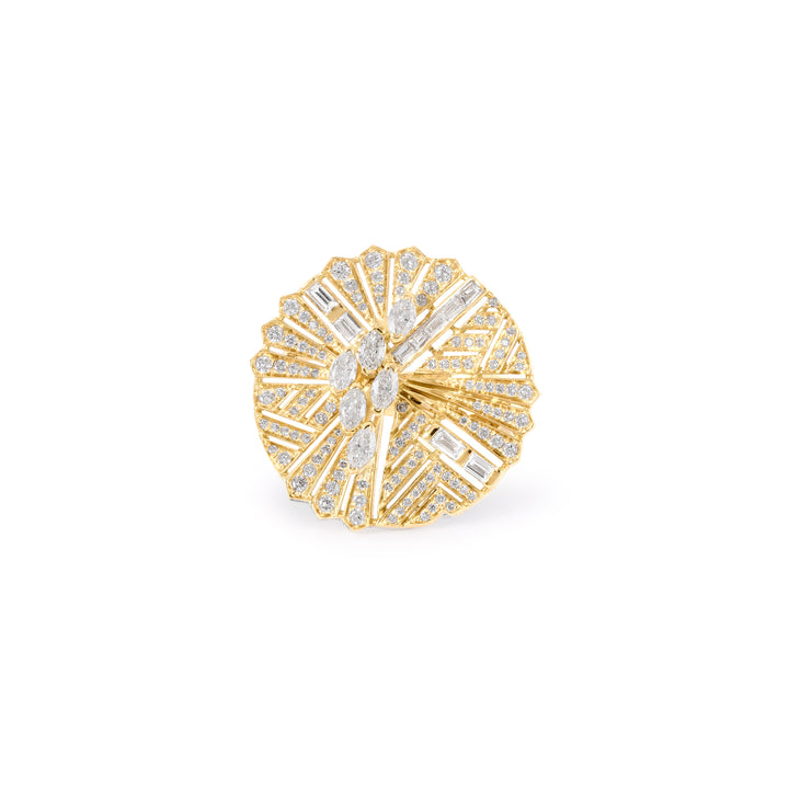 VISTA Yellow Gold Embossed Diamond Ring