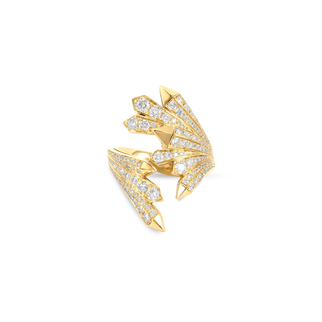 Yellow Gold Embossed Diamond Ring