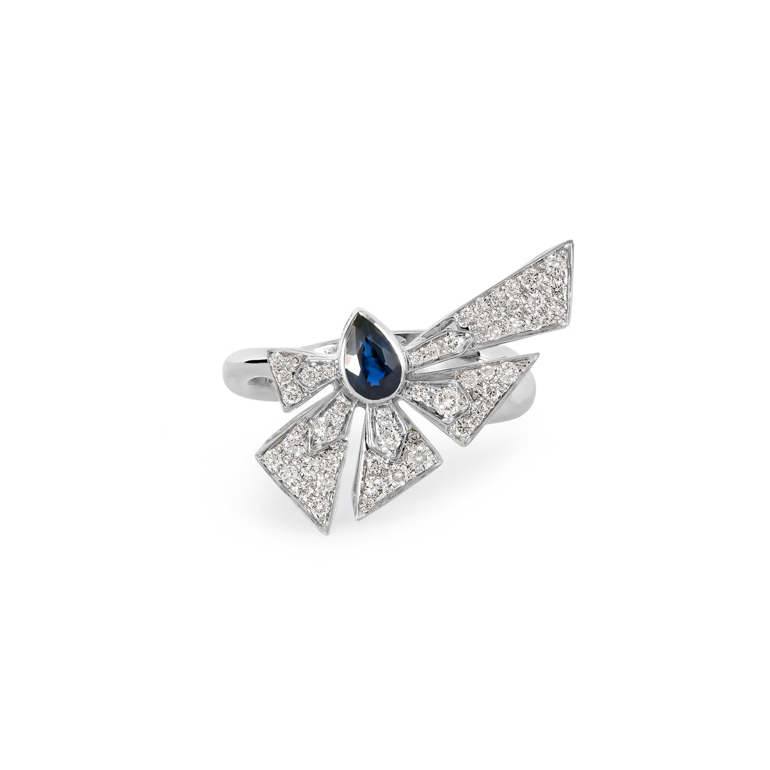 VISTA White Gold Diamond With Natural Blue Sapphire