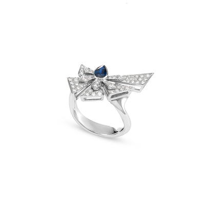 White Gold Diamond With Natural Blue Sapphire