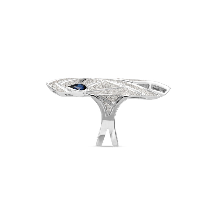 VISTA White Gold Pointed Diamond Ring With Natural Sapphire