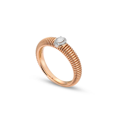 Lucien Rose Gold Spiral Pear Diamond Ring Lucien Rose Gold Spiral Pear Diamond Ring