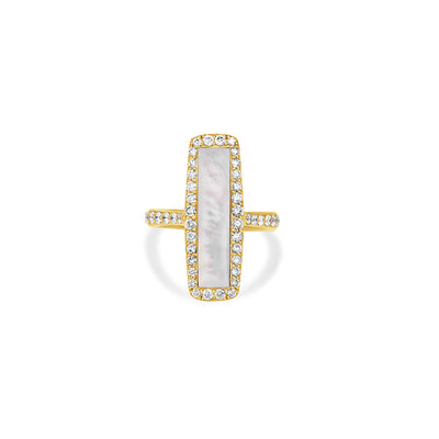 La miniera Yellow gold Rectangular Mother Of Pearl Diamond Ring