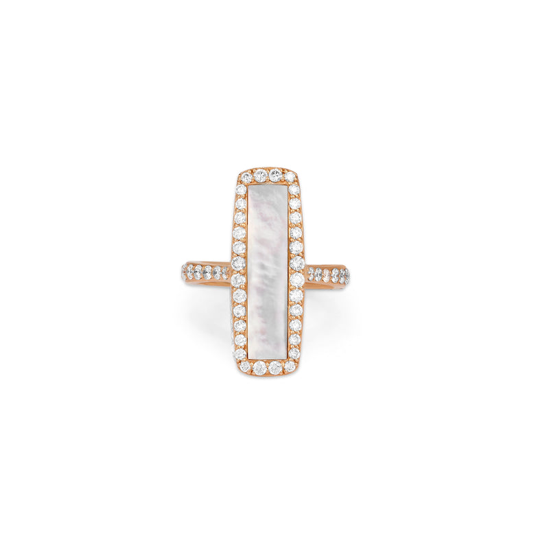 La miniera Rose gold Rectangular Mother Of Pearl Diamond Ring