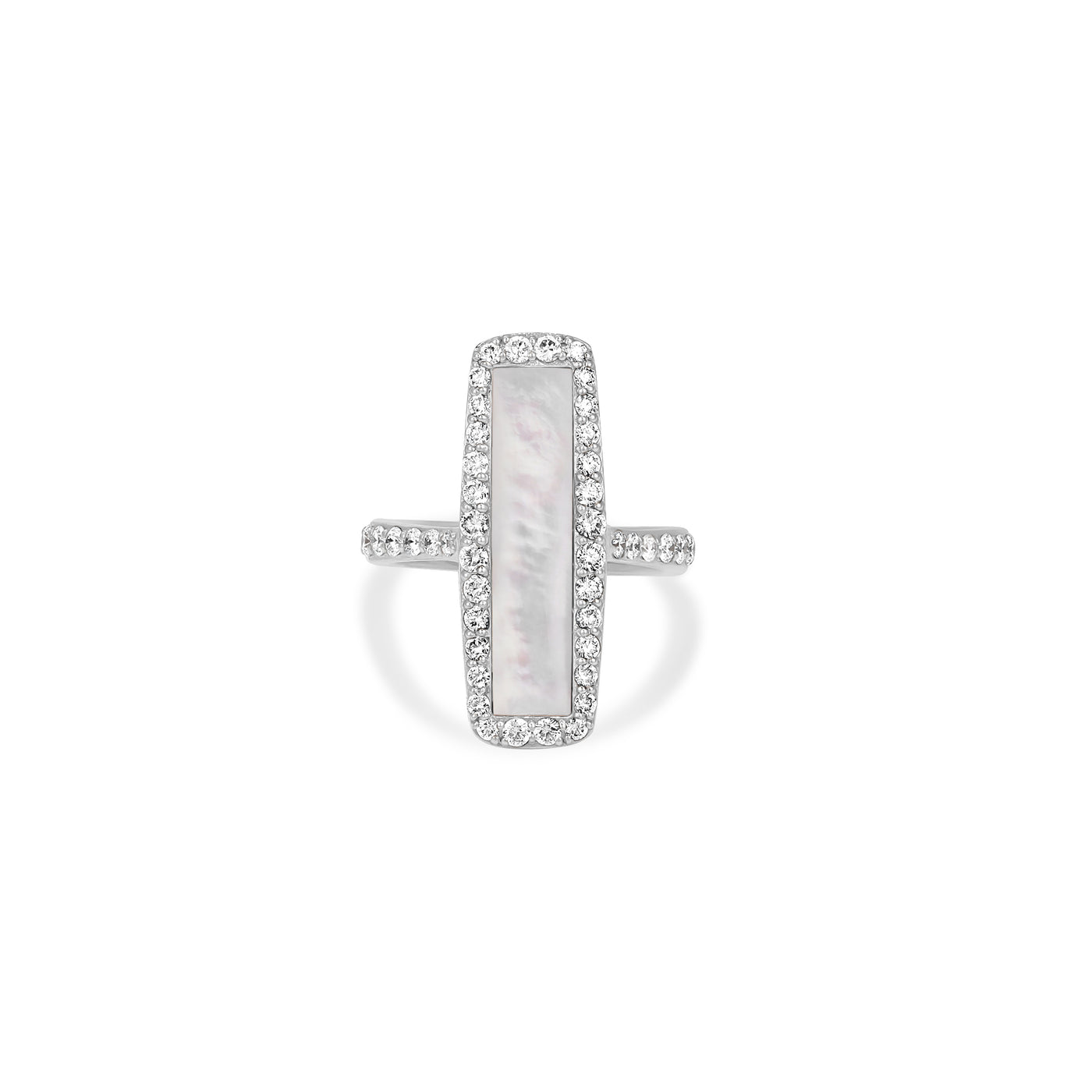 La miniera White gold Rectangular Mother Of Pearl Diamond Ring