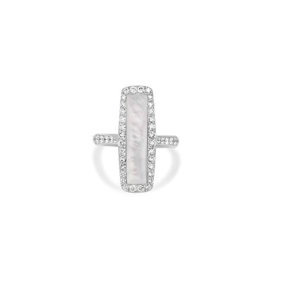 La miniera White gold Rectangular Mother Of Pearl Diamond Ring