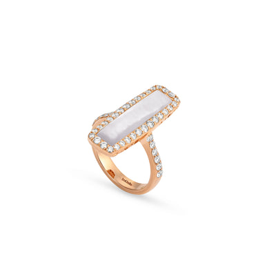 La miniera Rose gold Rectangular Mother Of Pearl Diamond Ring