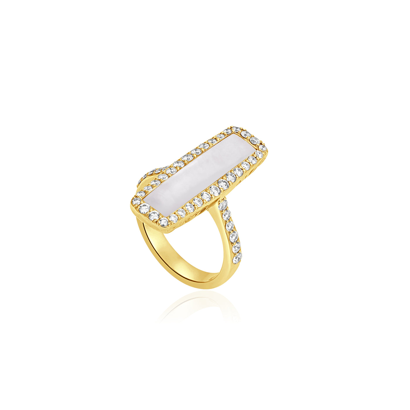 La miniera Yellow gold Rectangular Mother Of Pearl Diamond Ring