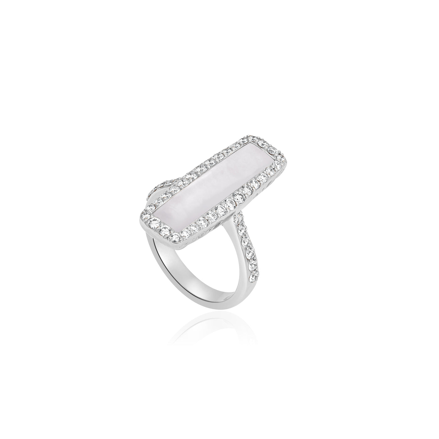 La miniera White gold Rectangular Mother Of Pearl Diamond Ring