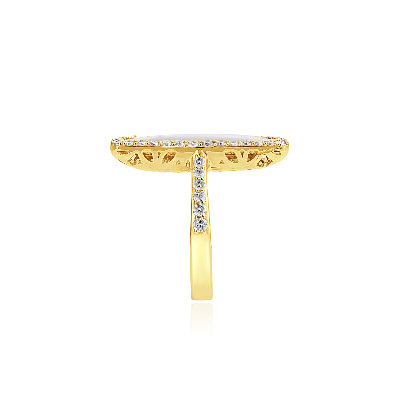 La miniera Yellow gold Rectangular Mother Of Pearl Diamond Ring