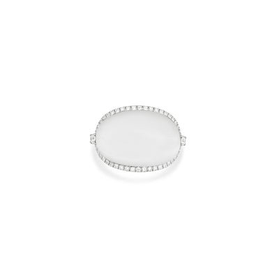 La miniera White Gold oval shape natural Mother of pearl Diamond Ring