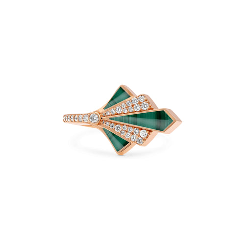  VISTA Rose Gold Malachite Round Diamond Ring