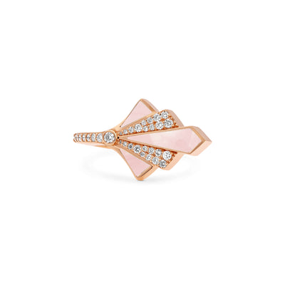 Rose Gold Diamond Ring VISTA Rose Gold Pink Quartz Round Diamond Ring