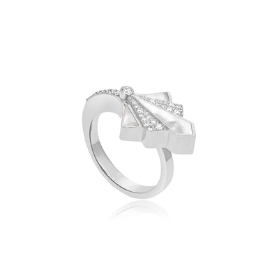 VISTA White Gold with Mother Of Pearl And Round Diamond Ring VISTA White Gold with Mother Of Pearl And Round Diamond Ring