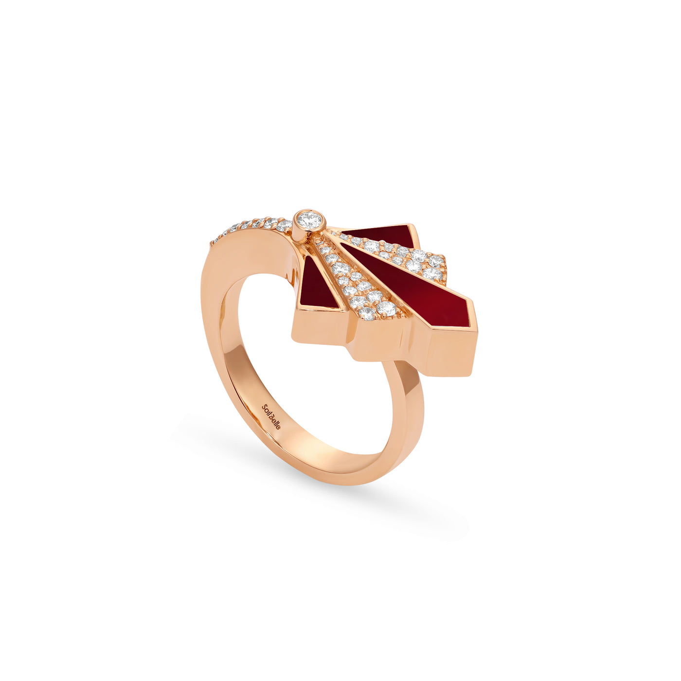 VISTA Rose Gold Pink Mother of Pearl Round Diamond Ring