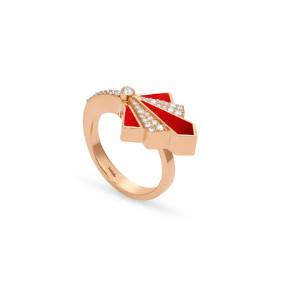 Rose Gold Diamond Ring VISTA Rose Gold Cherry Quartz Round Diamond Ring.