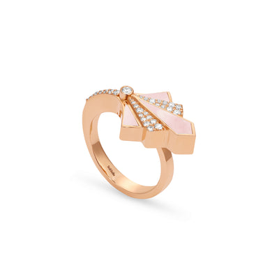 VISTA Rose Gold Red Agate Round Diamond Ring
