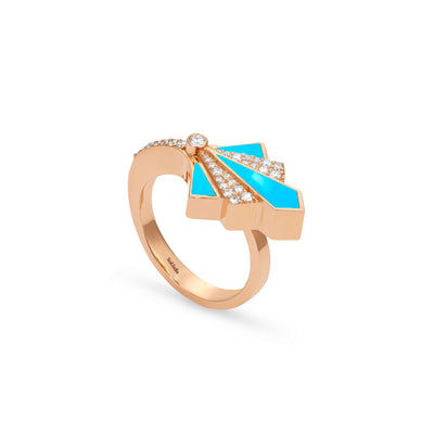 Rose Gold Turquoise  VISTA Rose Gold Turquoise Round Diamond Ring