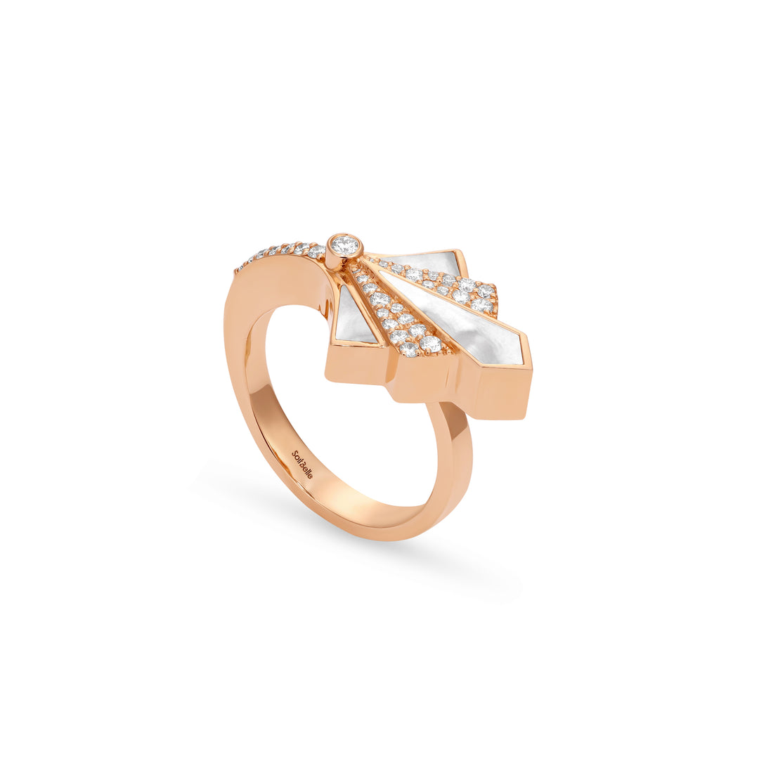 VISTA Rose Gold Malachite Round Diamond Ring