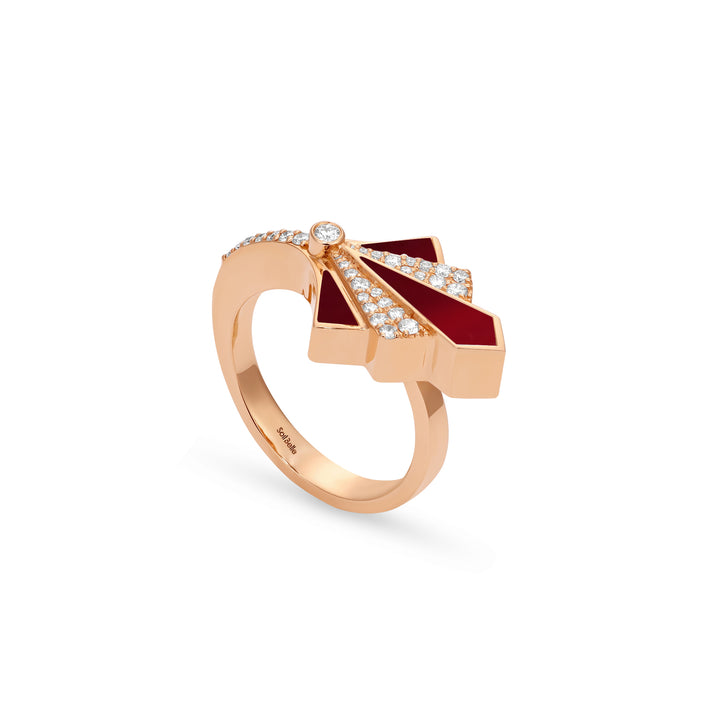 VISTA Rose Gold Diamond Ring with Mother of Pearl