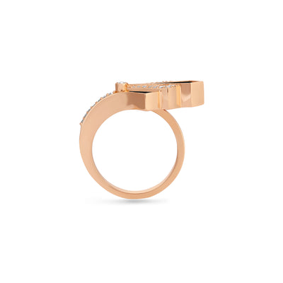 VISTA Rose Gold Onyx Round Diamond Ring