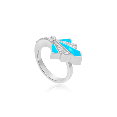 White Gold Turquoise VISTA White Gold Turquoise Round Diamond Ring