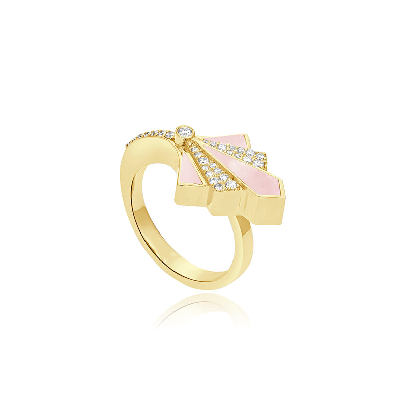 Yellow Gold Pink Quartz