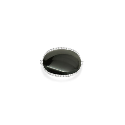 White Gold Black Onyx Diamond Ring