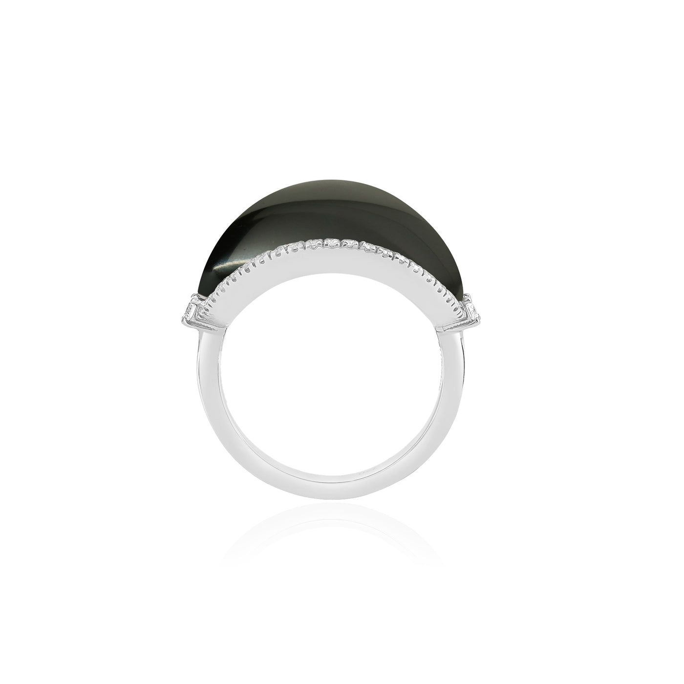 White Gold Black Onyx Diamond Ring