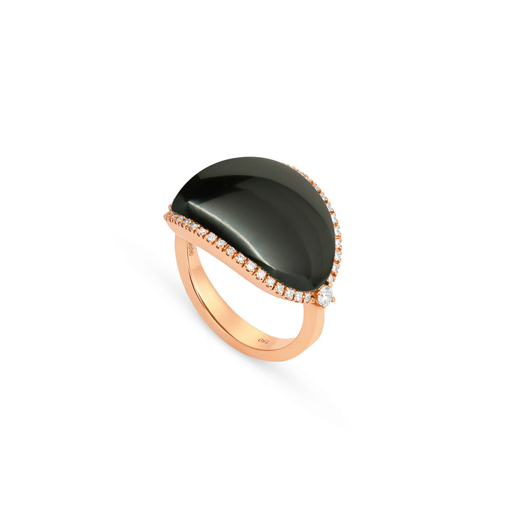 LA MINIERA Rose Gold Pink Opal Diamond Ring