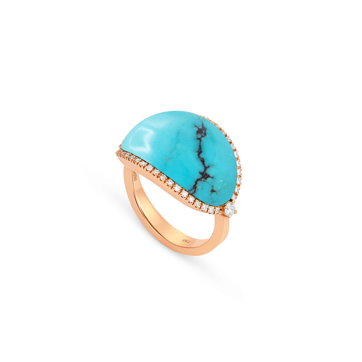 LA MINIERA Rose Gold Pink Opal Diamond Ring