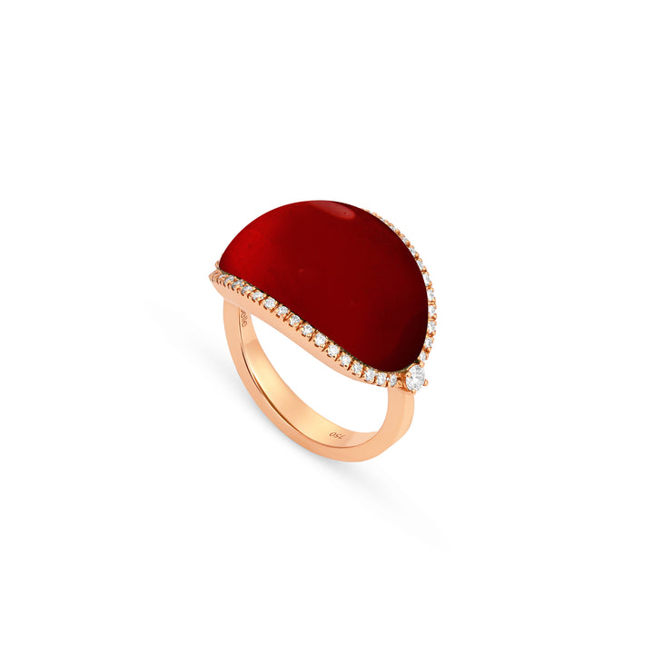 LA MINIERA Rose Gold Pink Opal Diamond Ring