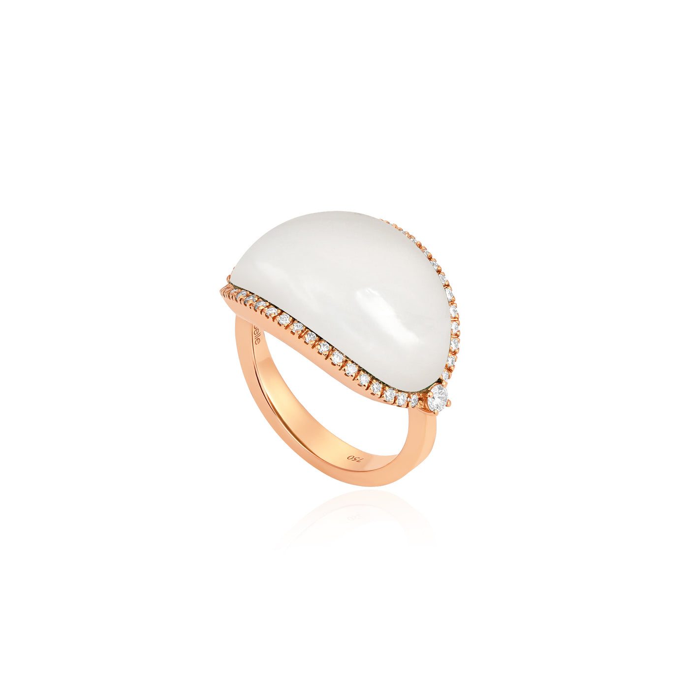 La miniera Rose Gold oval shape natural Mother of pearl Diamond Ring