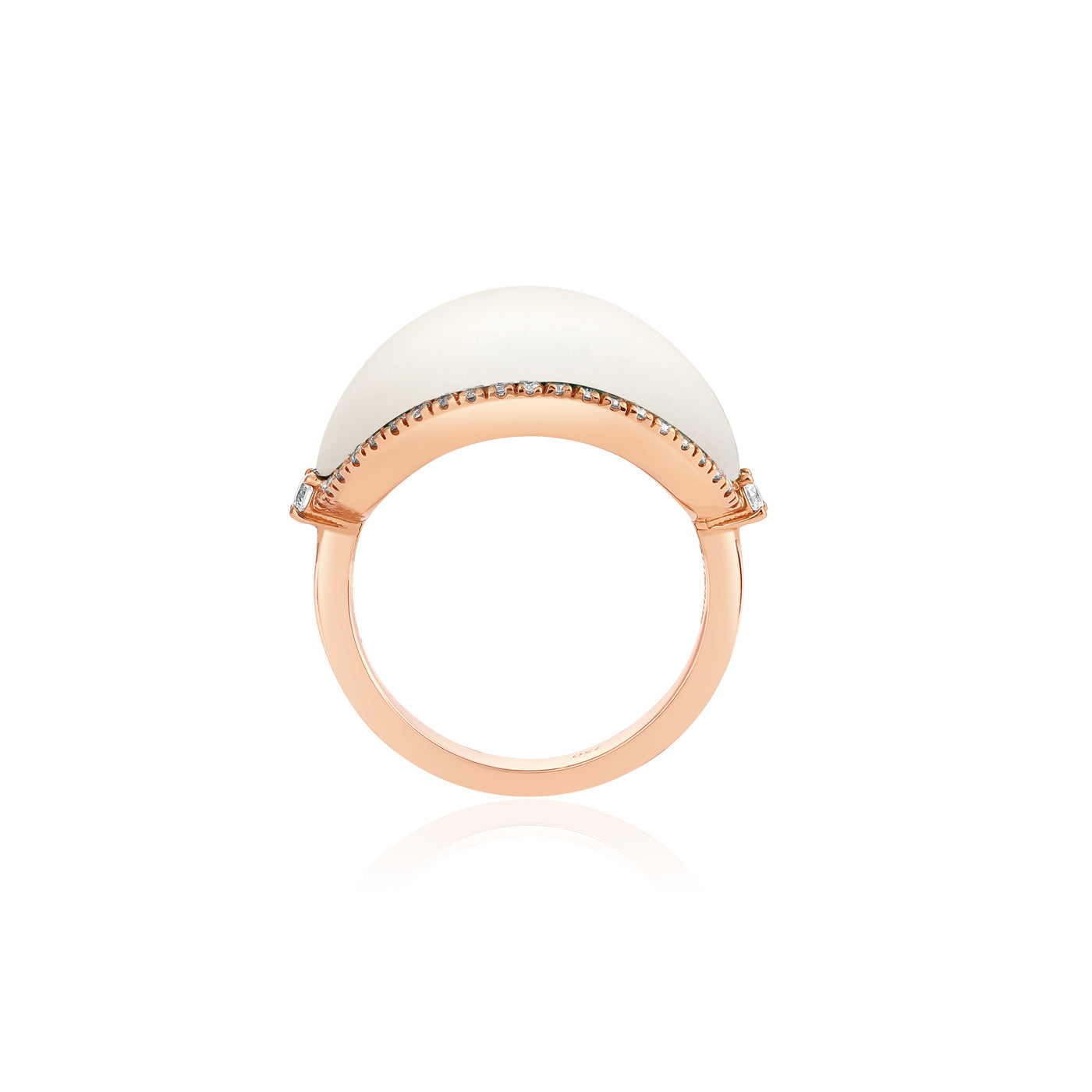 La miniera Rose Gold oval shape natural Mother of pearl Diamond Ring