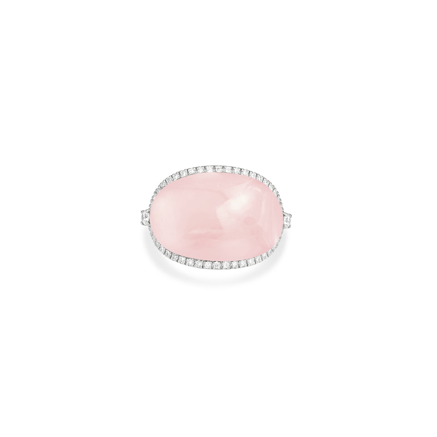 White Gold Rose Quartz Diamond Ring 