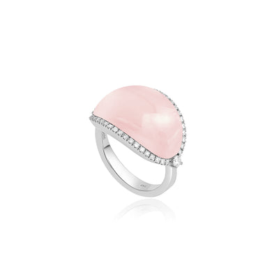 White Gold Rose Quartz Diamond Ring  La miniera White Gold Rose Quartz Diamond Ring