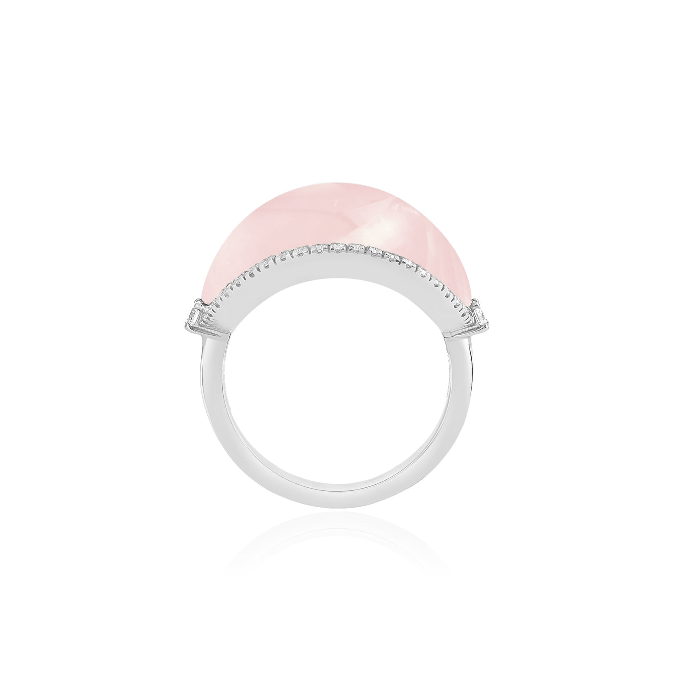 White Gold Rose Quartz Diamond Ring 