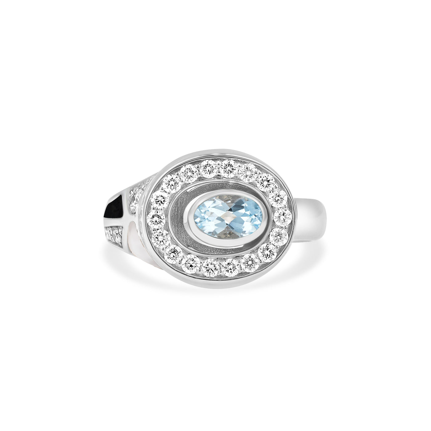 D' OPRAH white Gold Diamond Ring natural aquamarine
