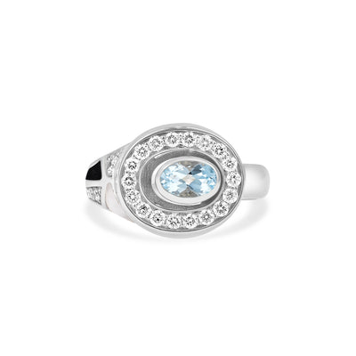 D' OPRAH white Gold Diamond Ring natural aquamarine D' OPRAH white Gold Diamond Ring natural aquamarine