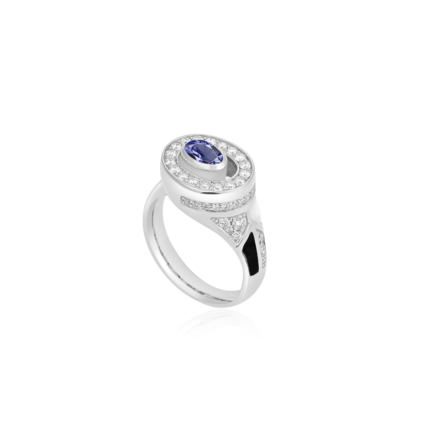 D' OPRAH white Gold Diamond Ring natural tanzanite