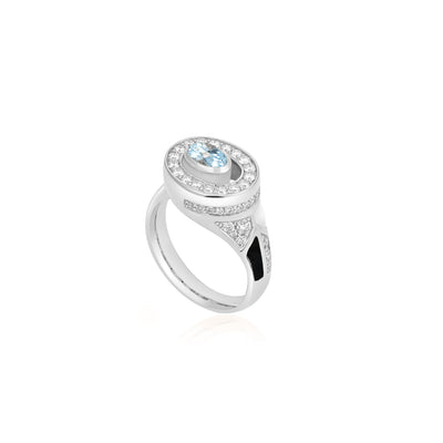 D' OPRAH white Gold Diamond Ring natural aquamarine