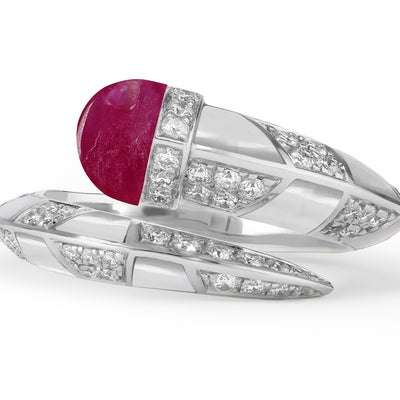 ARTISTRY White Gold Diamond Ring With Natural Ruby