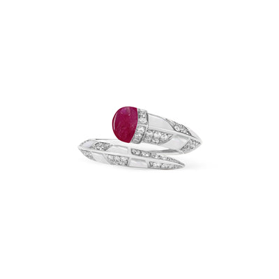 ARTISTRY White Gold Diamond Ring With Natural Ruby