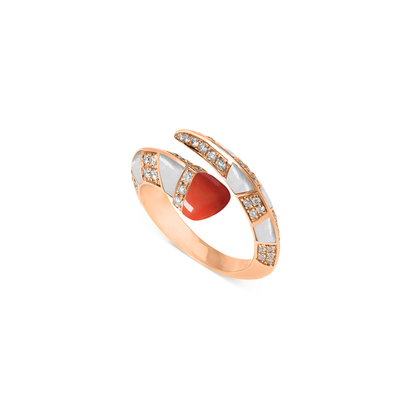 ARTISTRY Rose Gold Diamond Ring With Natural Coral