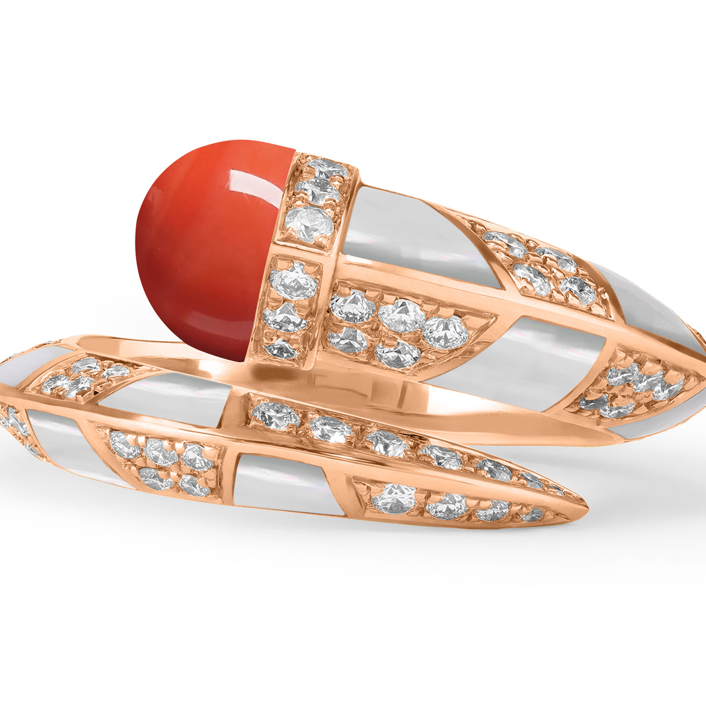 ARTISTRY Rose Gold Diamond Ring With Natural Coral