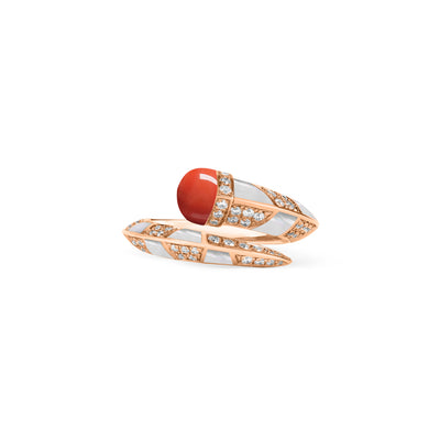 ARTISTRY Rose Gold Diamond Ring With Natural Coral