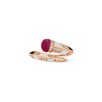 ARTISTRY Rose Gold Diamond Ring With Natural Ruby