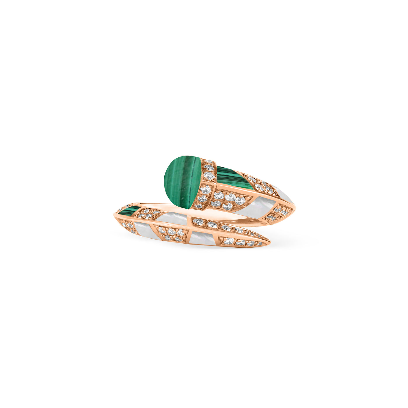 ARTISTRY Rose Gold Diamond Ring With Natural Malachite